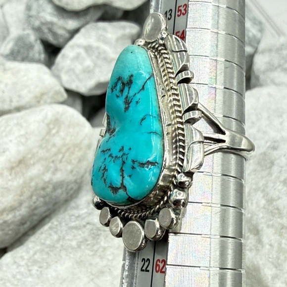 Navajo Sterling Silver Turquoise Statement Ring Sz 8.25 Daniel Benally 12.2 gr. - Picture 16 of 17